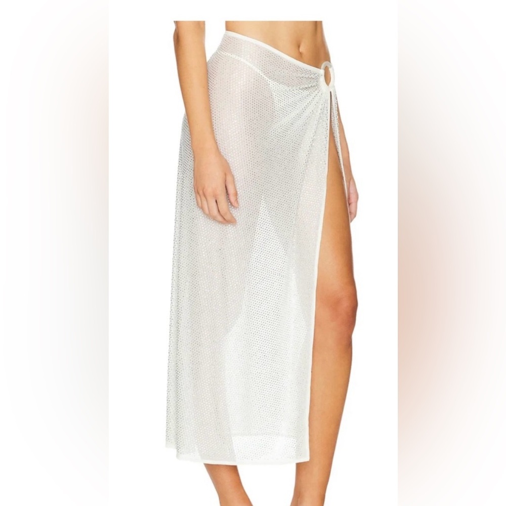 WeWoreWhat White Mesh Ring Sarong Swim Coverup